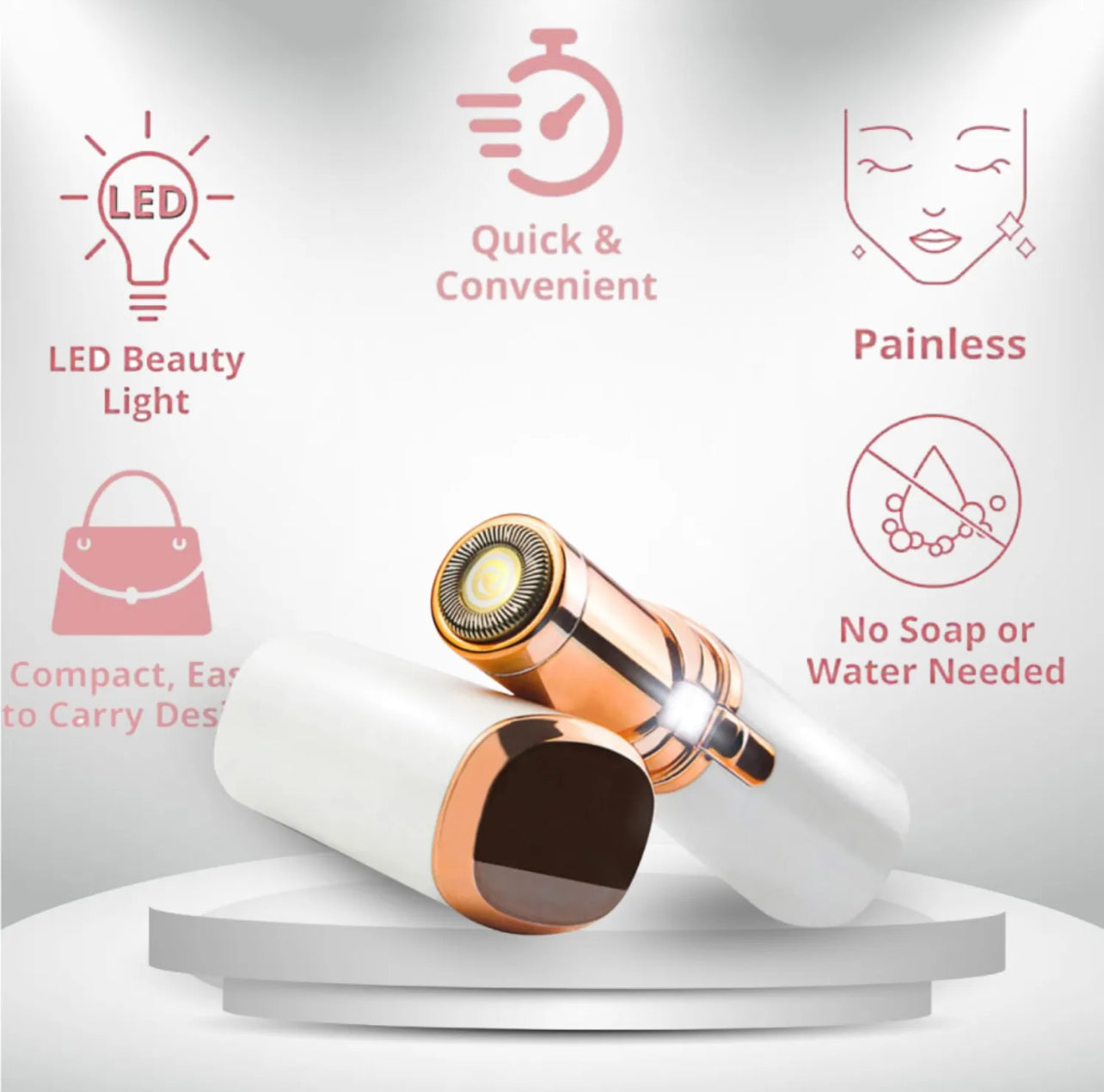 Rechargeable Painless Facial Hair Remover for Women | USB Electric Shaver with LED Light | Lipstick-Shaped Portable Eyebrow, Lip, Chin & Upper Lip Trimmer | Original Finishing Touch Flawless Hair Removal | Imported & Original for Girls & Ladies