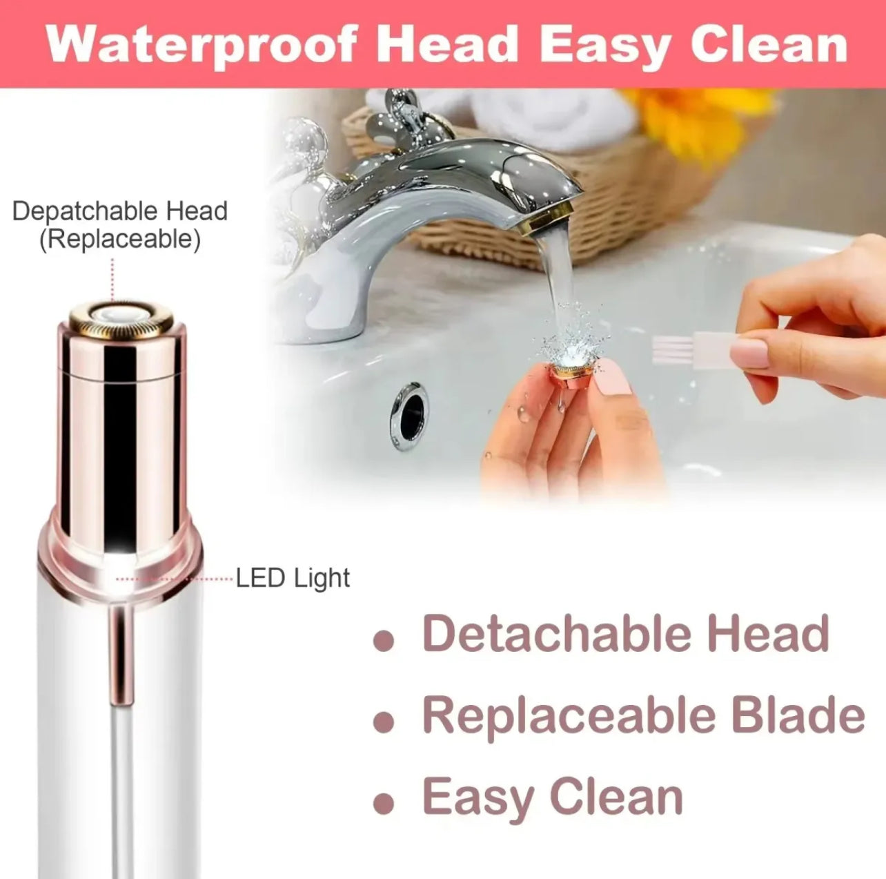 Rechargeable Painless Facial Hair Remover for Women | USB Electric Shaver with LED Light | Lipstick-Shaped Portable Eyebrow, Lip, Chin & Upper Lip Trimmer | Original Finishing Touch Flawless Hair Removal | Imported & Original for Girls & Ladies