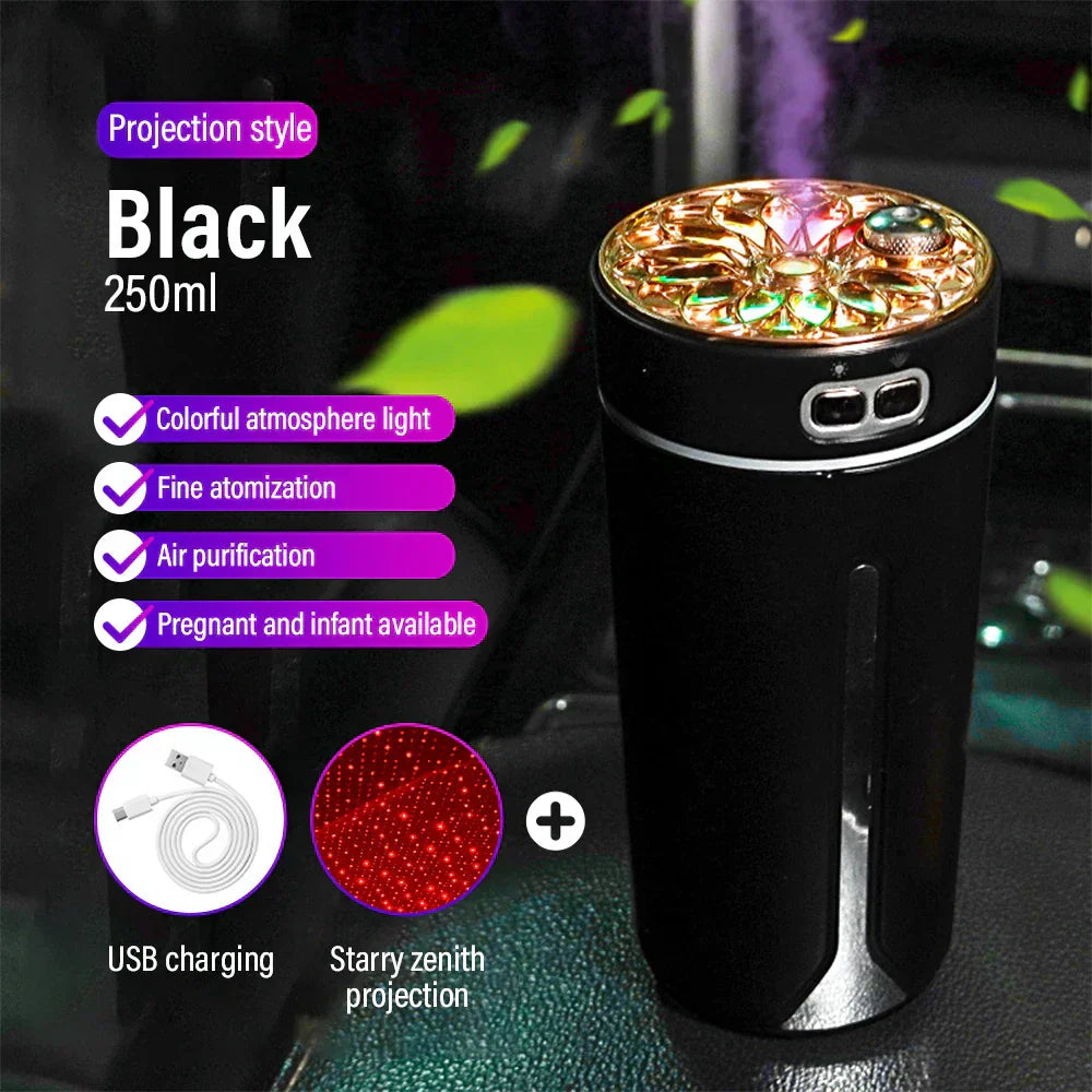 Car Diffuser Humidifier Auto Air Purifier with RGB LED