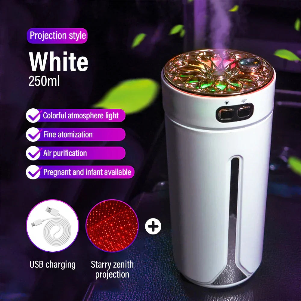 Car Diffuser Humidifier Auto Air Purifier with RGB LED