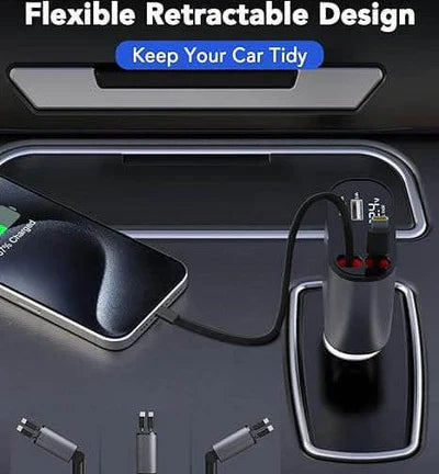 4 in 1 Retractable Car Phone Charger