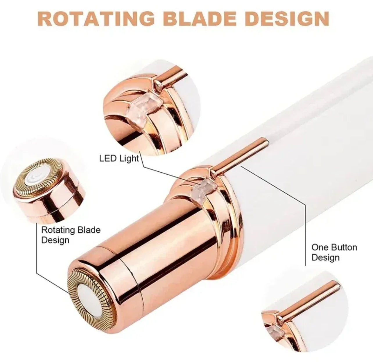 Rechargeable Painless Facial Hair Remover for Women | USB Electric Shaver with LED Light | Lipstick-Shaped Portable Eyebrow, Lip, Chin & Upper Lip Trimmer | Original Finishing Touch Flawless Hair Removal | Imported & Original for Girls & Ladies