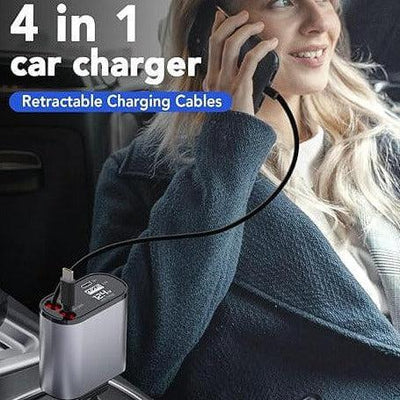 4 in 1 Retractable Car Phone Charger