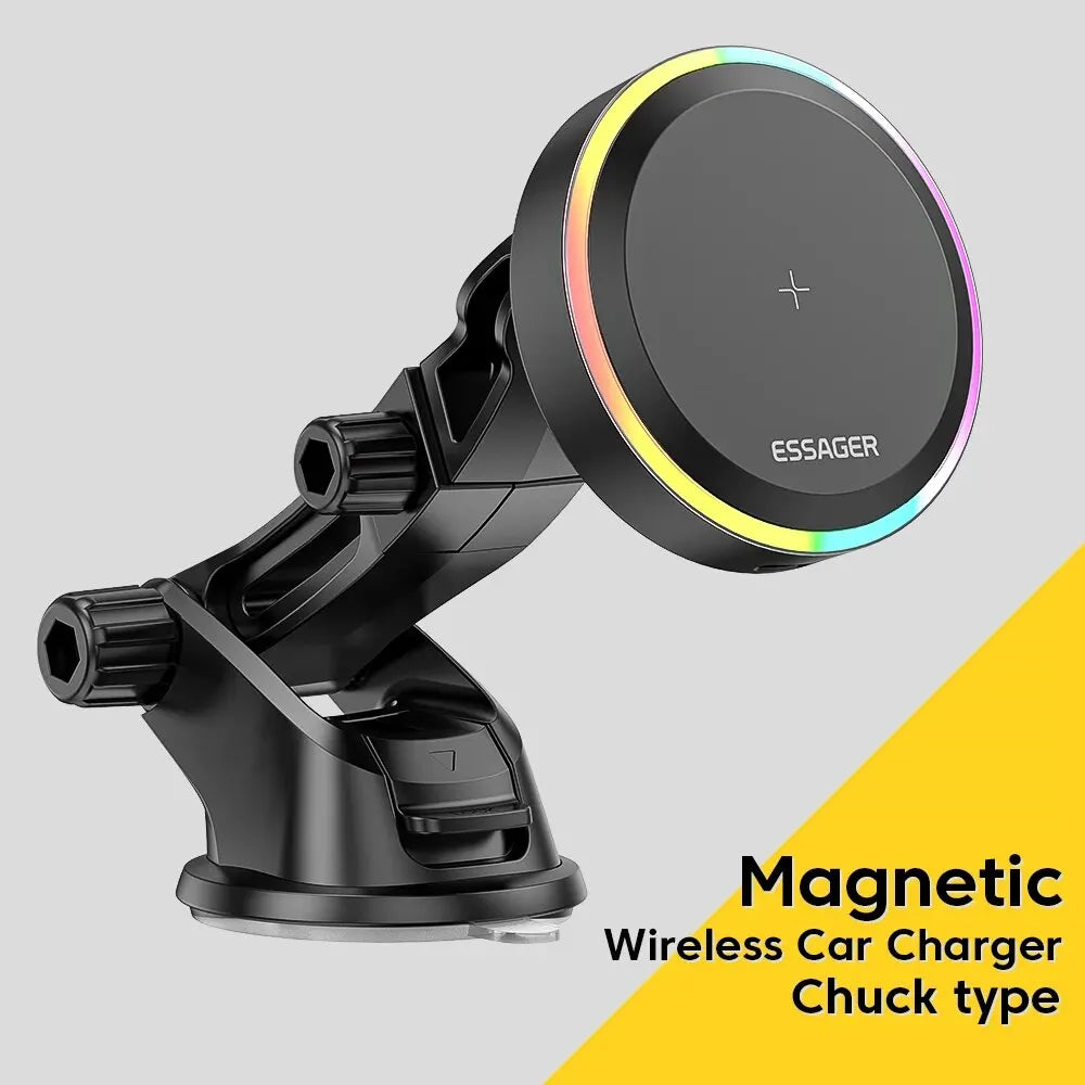 Essager RGB Magnetic Car Phone Holder with Wireless Charger