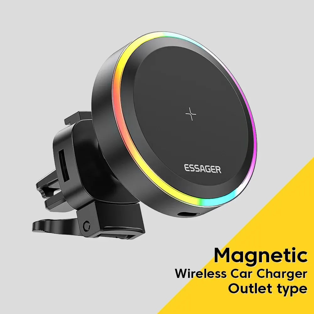 Essager RGB Magnetic Car Phone Holder with Wireless Charger